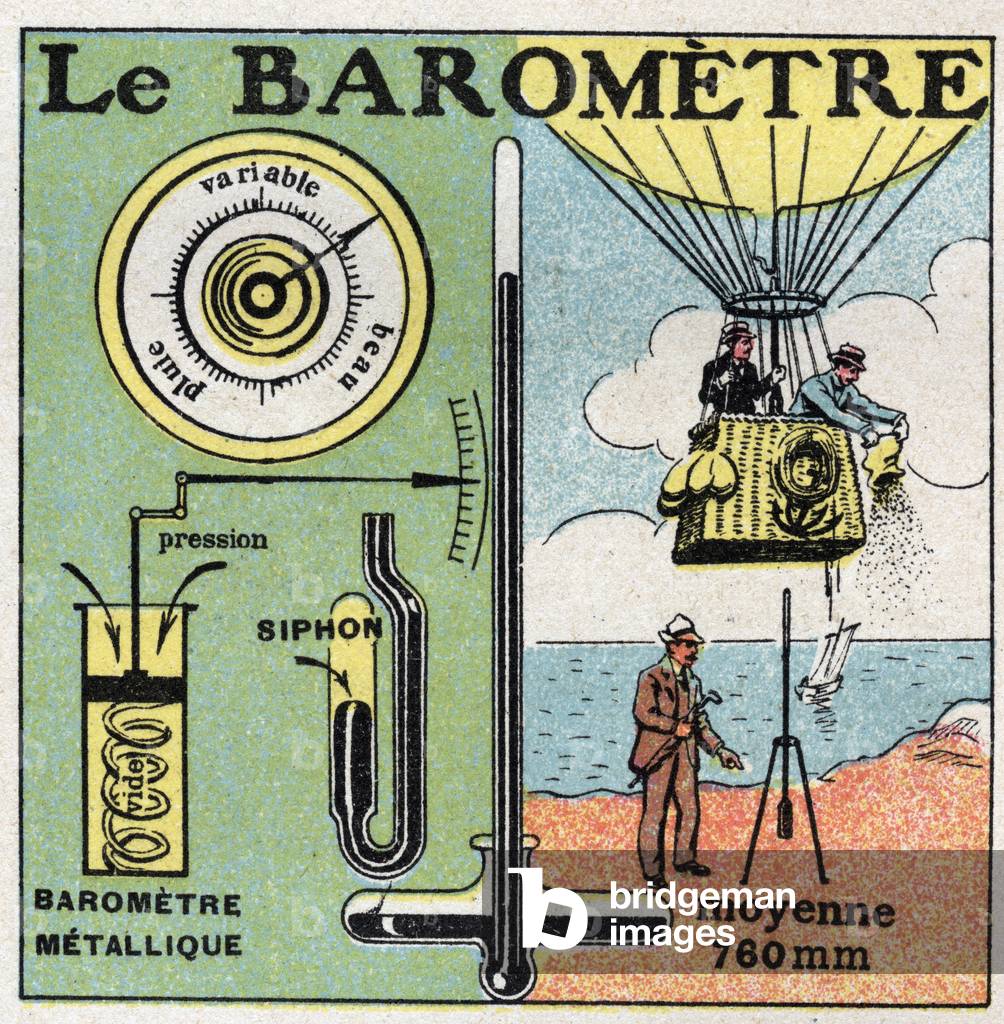 Gas pressure: the metal barometer. Anonymous illustration of 1925 (print)