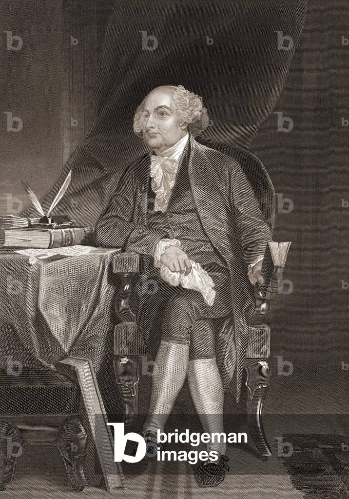 Portrait of John Adams (1735-1826), American statesman and second President of the United States. Engraving of the 19th century