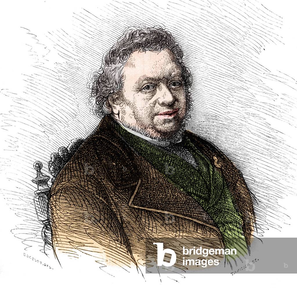 Portrait of Saintine (Xavier Boniface de Saintine, 1798-1865), French writer. Engraving in “” Le Magasin Picturesque””, 1868.