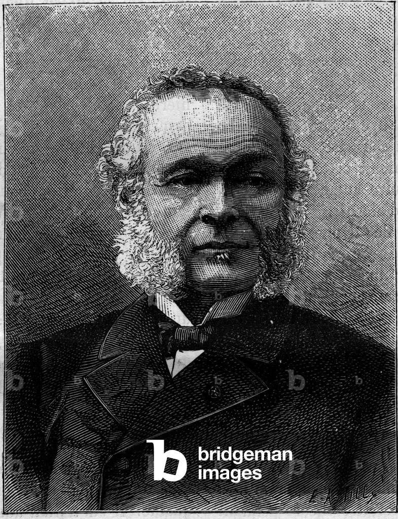 Portrait of Charles Adolphe Wurtz (1817-1884), French chemist and teacher. Engraving In “” Nature. Revue des sciences et de ses applications aux arts et à l'industrie.” 1884