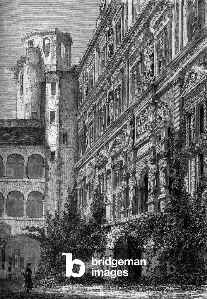 The castle of Heidelberg in Germany, 1886 (engraving)
