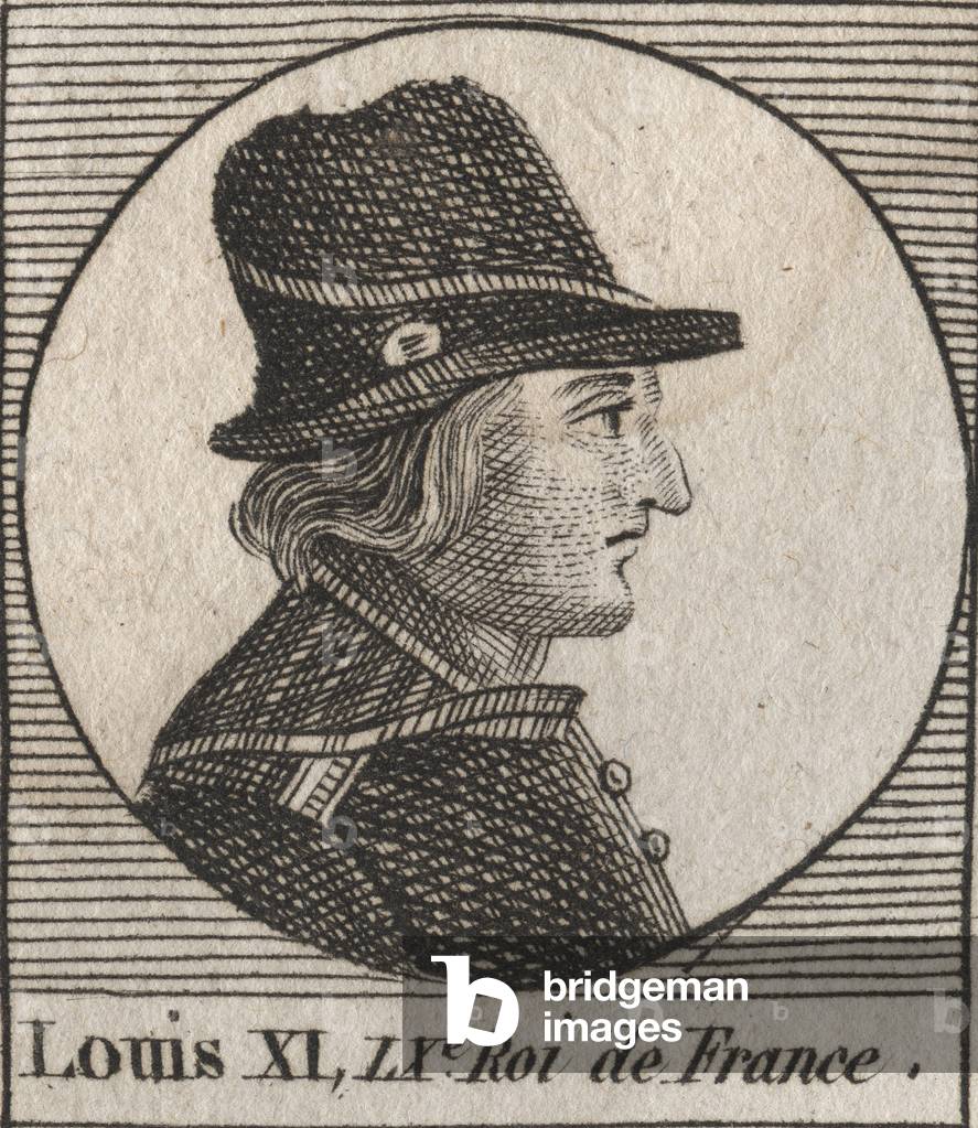 Portrait of Louis XI (1423-1483), King of France - Portrait of Louis XI of France (1423-1483), King of France - engraving from “Instruction sur l'Histoire de France”” by Charles Constant Le Tellier 1821