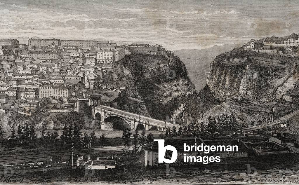 Constantine (Algeria) - engraving in “” La France illustree: geography, history, statistical administration”” by V.A. Malt-Brown. 1884