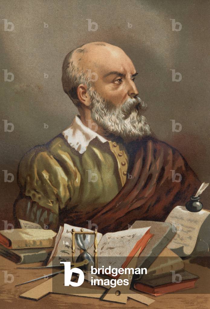 portrait of Petrus Ramus or Pierre de La Ramee Humaniste, mathematician and philosopher (Cuts, Oise, 1515 in Paris, 1572). after La Ciencia y sus Hombres by Louis Figuier. Barcelona 1881