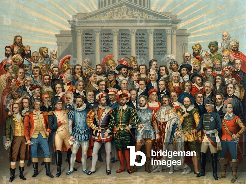 UNIVERSAL PANTHEON OF MAIN MEN CELEBRES chromolithography of Sauvage cir