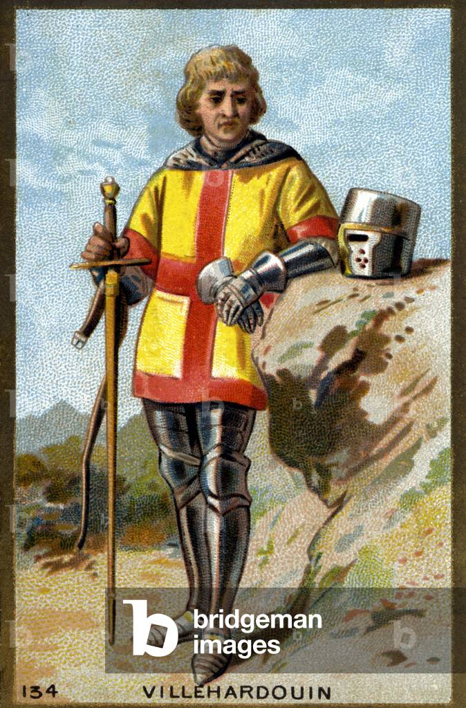 Portrait of Geoffroi de Villehardouin (1150 - 1213). Chromolithography of the late 19th century.