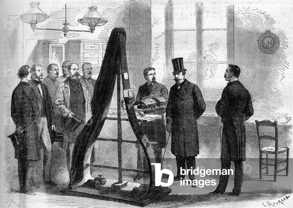 Napoleon III visited the offices of the electric telegraph at the Ministry of the Interior in 1866.