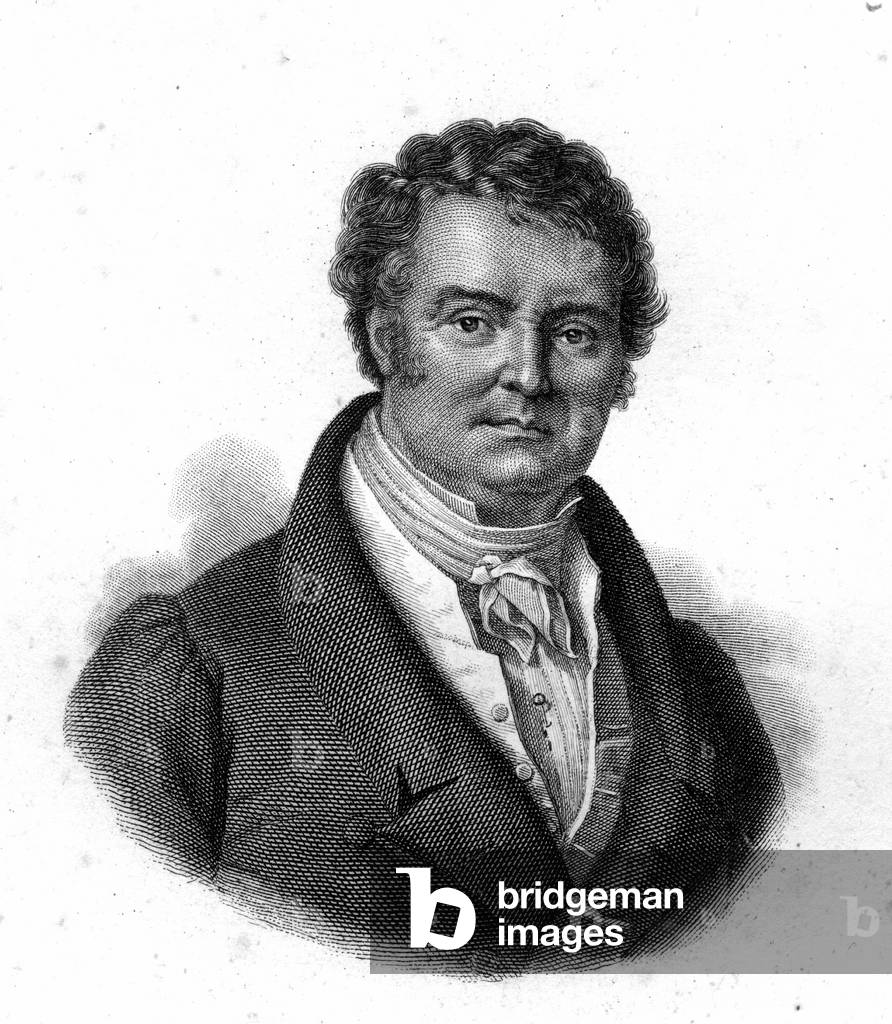 Porträt von François Broussai (1772 - 1838), Professor an der Medizinischen Fakultät in Paris, Stich des 19. J
