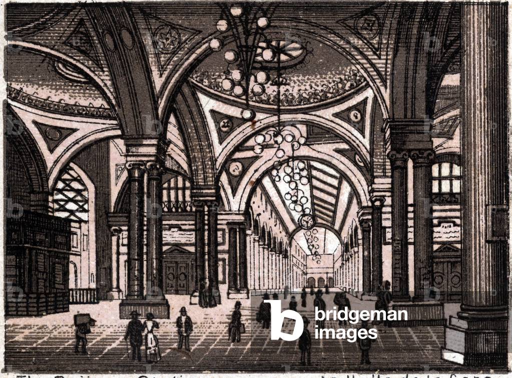 Stuttgart, Germany: view of the railway station hall. in “” The world illustrates 168 views”” Undated (end of 19th century)