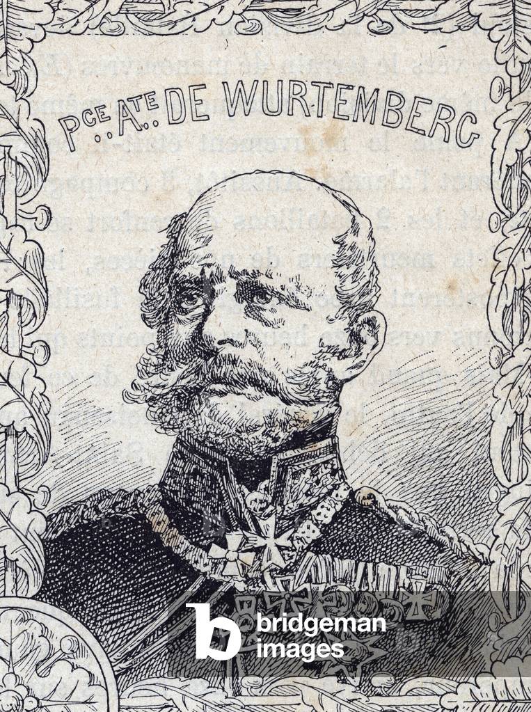 portrait of Prussian general Prince August of Württemberg - 1870-71 (engraving)