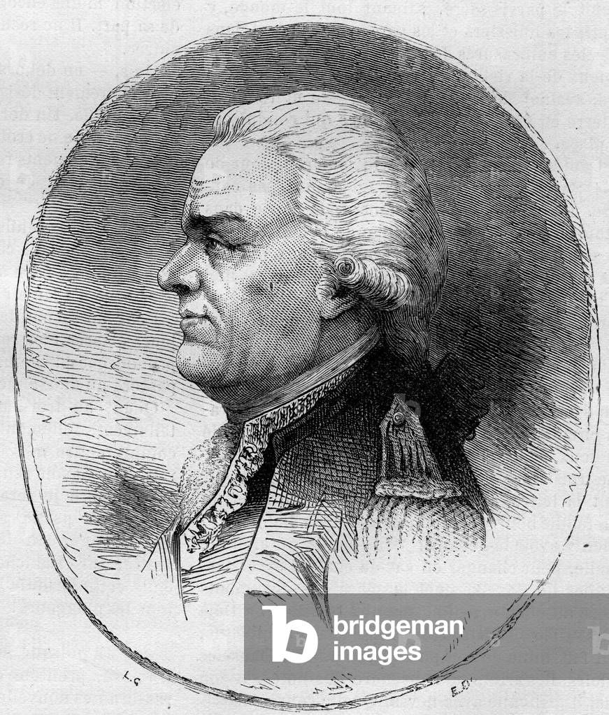Portrait of the Count of Grasse (Francois Joseph Paul, Marquis de Grasse Tilly) (1722-1788), French admiral who participated in the American War of Independence (1775-1783). Engraving from 1881.