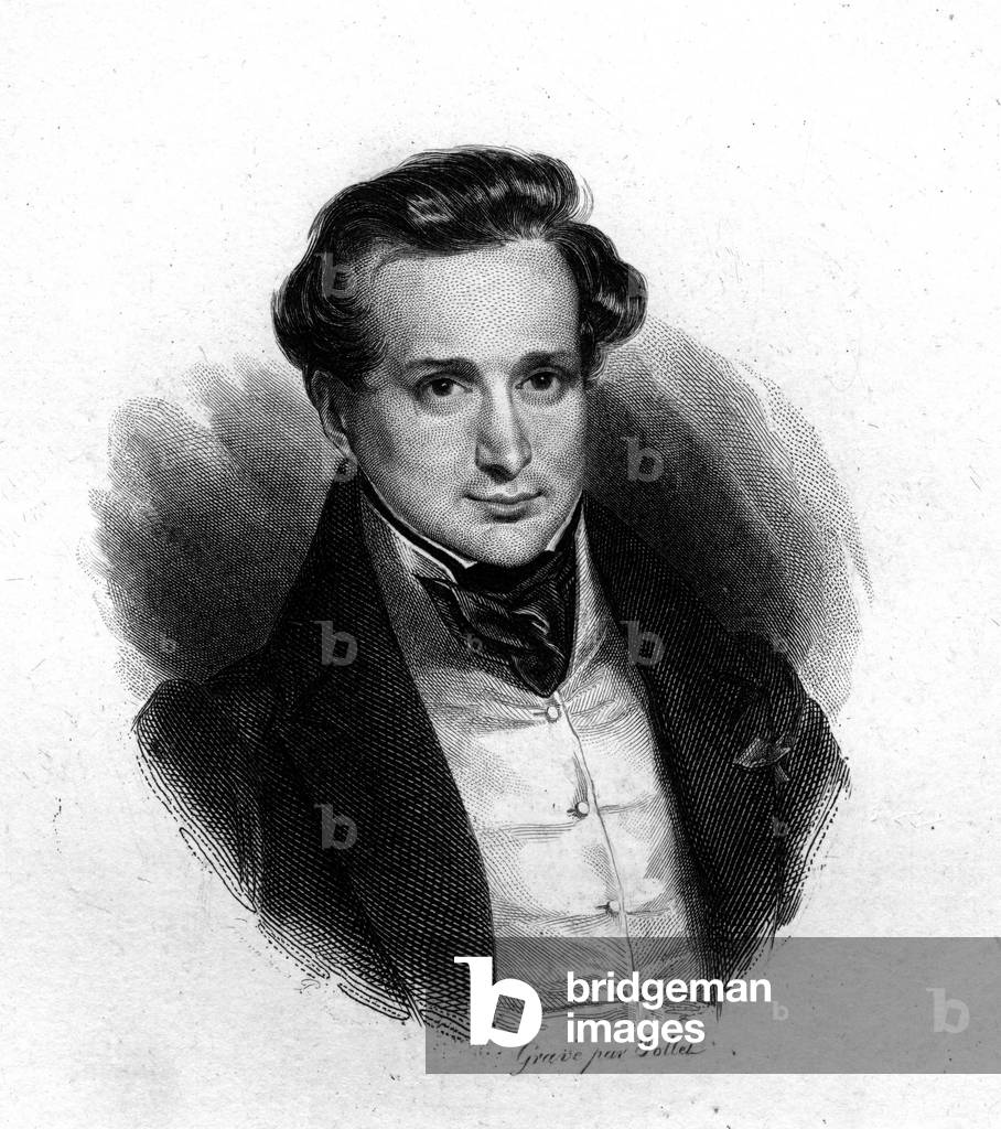 Portrait of Victor Hugo, etching by Pollet, sd. 19th century