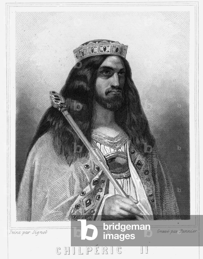Portrait of Childeric III (v. 670 - 721), King of Neustria - in “Histoire des Francais”” by Lavallee, engraving, sd., 19th century.