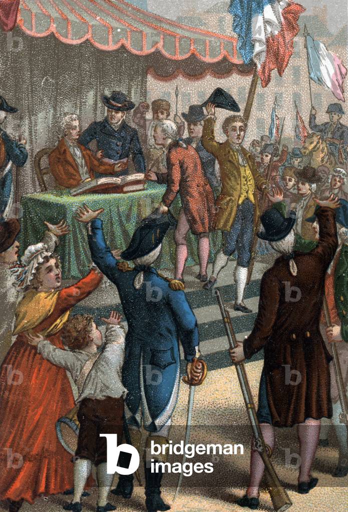 Les enrolements volontaires (di fronte al teatro dell'Odeon, Parigi), La Patrie en danger, 22 luglio 1792.