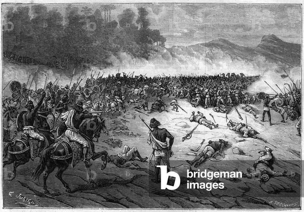 Battle of El Obeid between Anglo-Egyptian forces under the command of Hicks Pasha and forces of Mohammed Ahmed, 1883 (engraving)