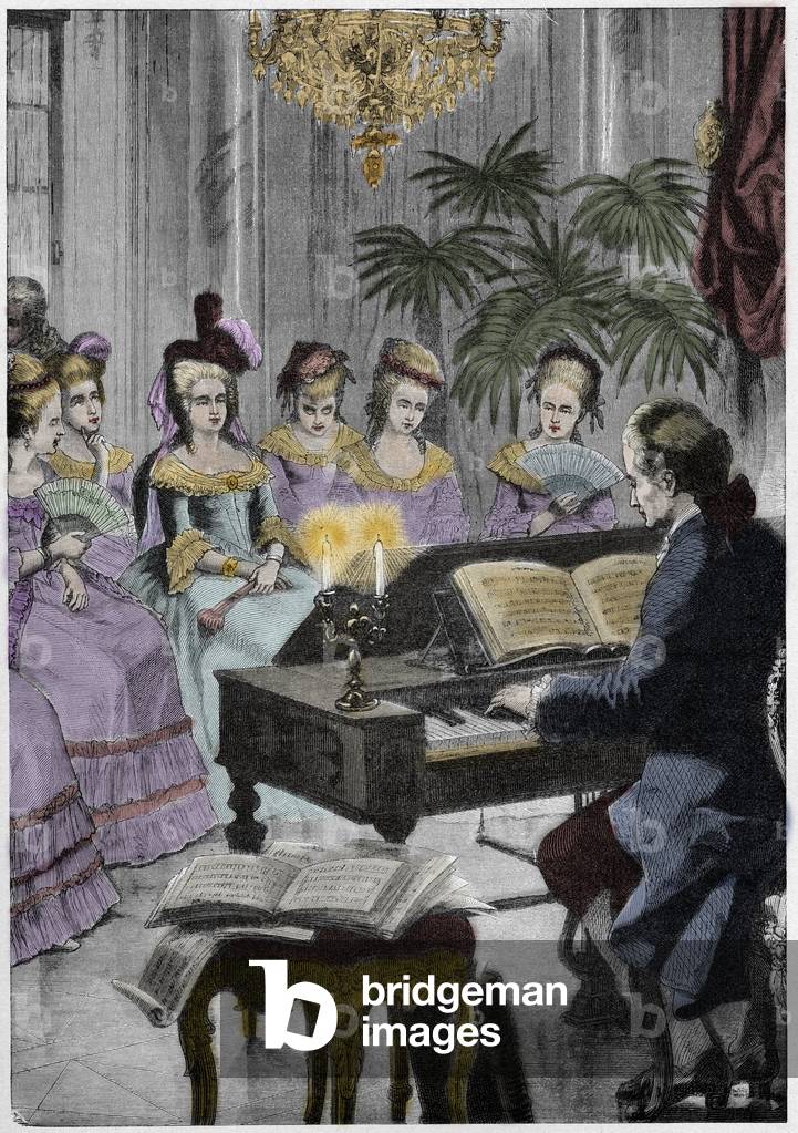 Christoph Willibald Gluck before the queen Marie-Antoinette at Trianon - Christoph Willibald Gluck, German composer playing in front of Queen Marie Antoinette at Trianon