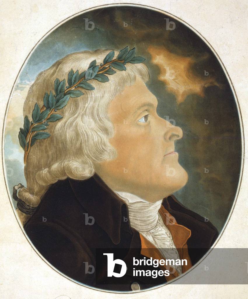 Portrait of Thomas Jefferson (1743 - 1826) American political writer and statesman drawn by his friend Tadée Kosciusko and engraved by Mr. Sokolnicki. Engraving sd. 19th century.