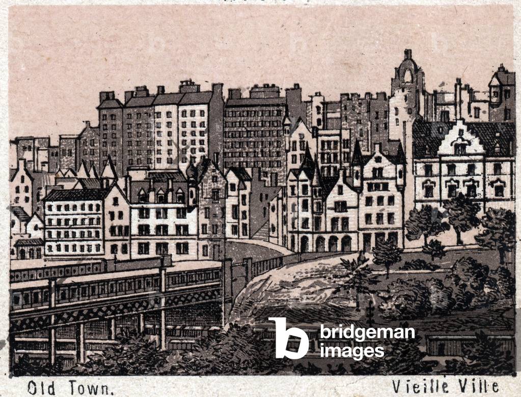 Edinburgh, Scotland: view of the Old Town in Edinburgh. in “” The world illustrates 168 views”” Undated (late 19th century)