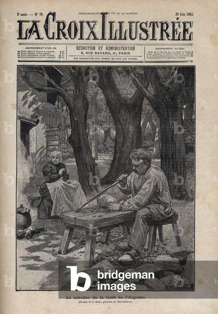 Image de Estampe représentant Le sabotier de la forêt d'Argonne - couverture de "la-croix illustree" de 1902 (