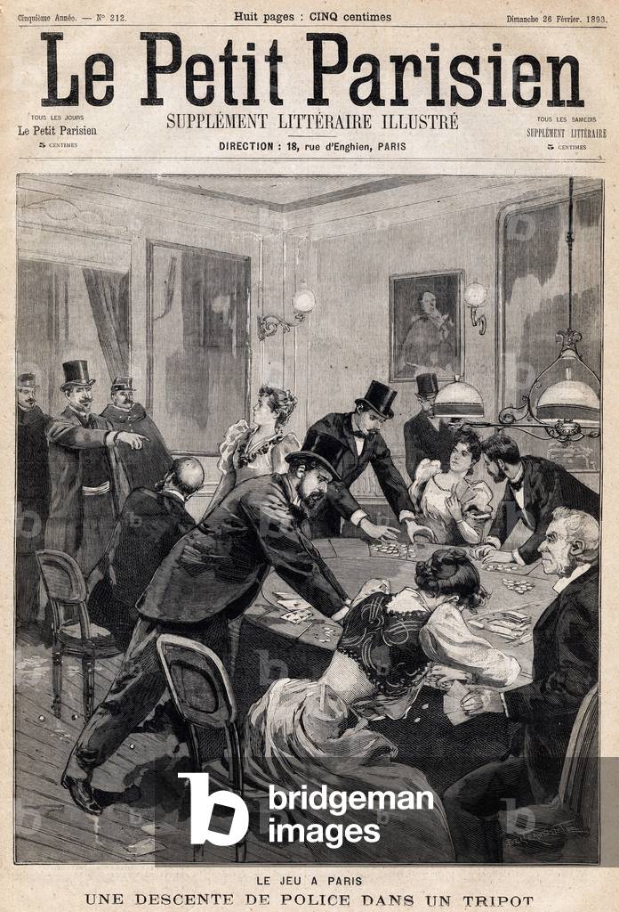 Game house in Paris: Police raid in a gambling club (casino). One of the newspaper 