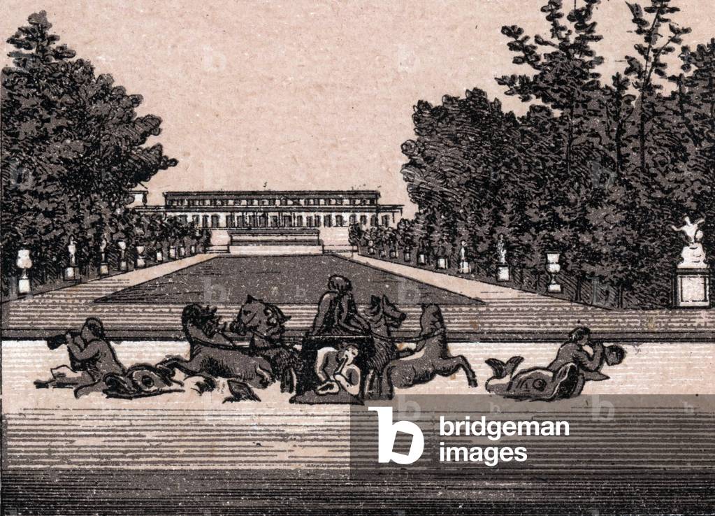 View of the castle of Versailles (Palais of Versailles), France. in “” The world illustrates 168 views”” Undated (end of 19th century)