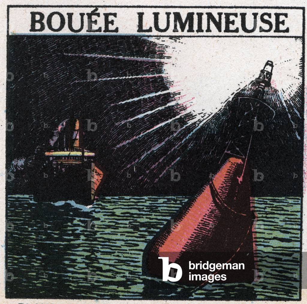 Light signals: light buoy. Anonymous illustration of 1925 (print)