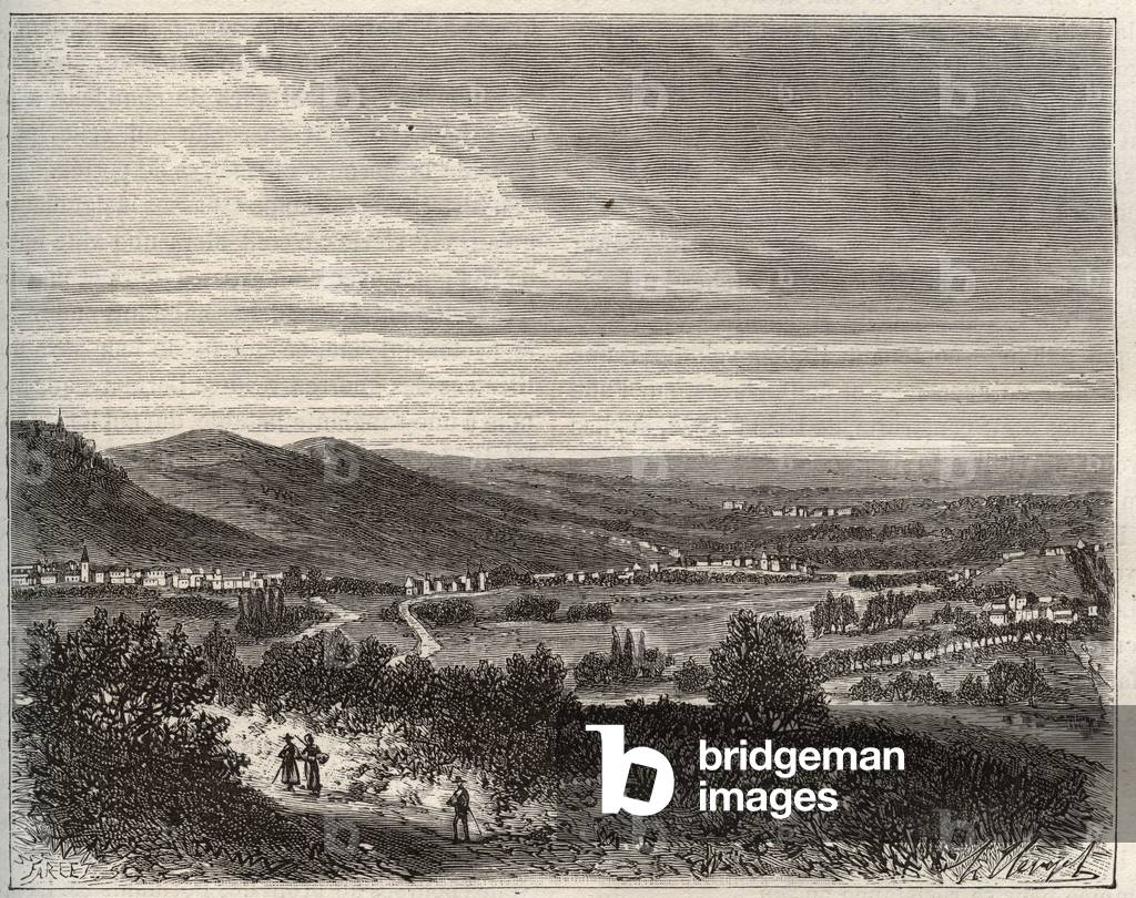 Ay et la montagne de Reims - department of the Marne - engraving in “La France illustree: geography, history, statistical administration” by V.A. Malt-Brown. 1884
