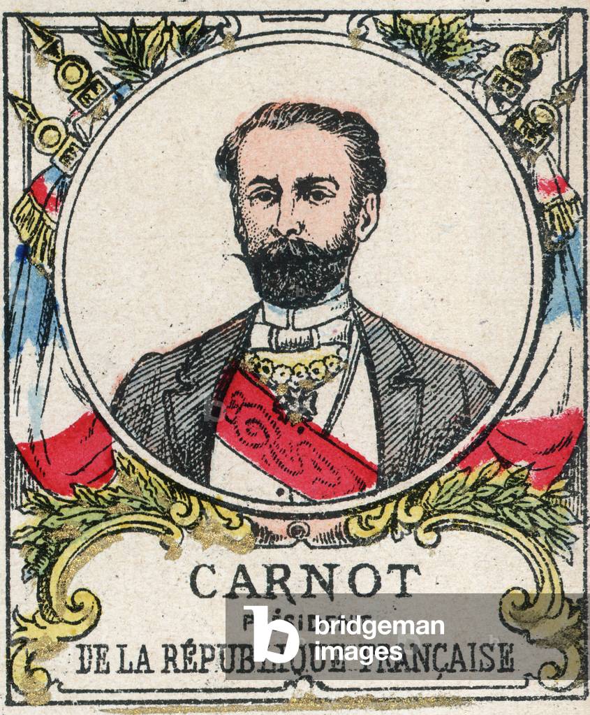 Portrait of the President of the French Republic Sadi Carnot, late 19th century (engraving)