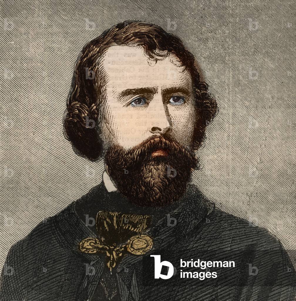 Portrait of Nathaniel Parker Willis (1806-1867), American writer. Engraving In “” The illustrated London News”” of 23 January 1858.
