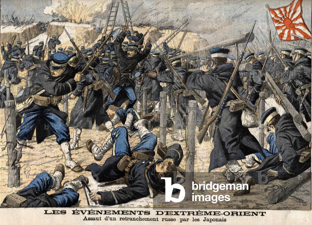 Russo - Japanese War: Assault of a Russian retreat by the Japanese in June 1904.
