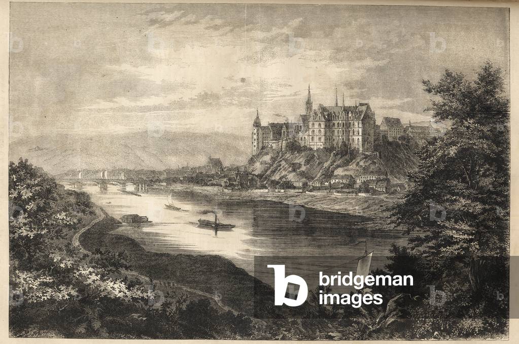 Albrechtsburg castle - Saxony -Germany - The castle of Albrechtsburg in the land of Saxony in Germany - engraving - 1866