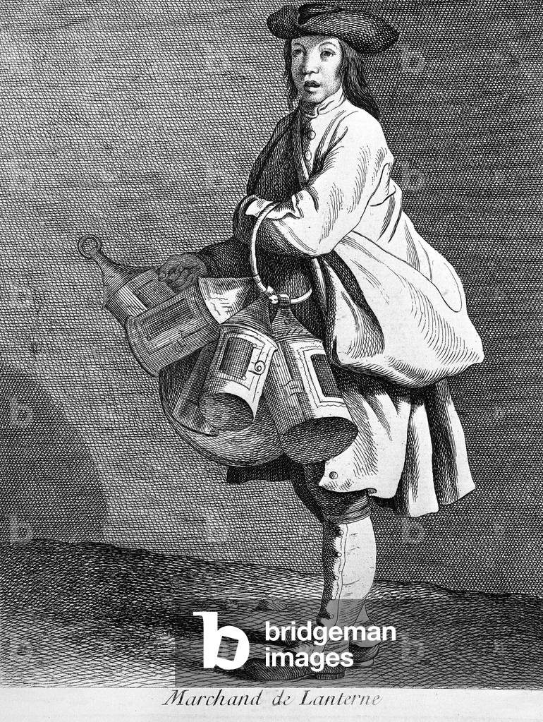 Lantern dealer. 19th century engraving.