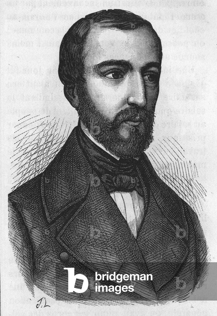 Portrait of M. de Falloux, French politician (1811 - 1886). Engraving from L'Histoire de France by Henri Martin. sd. 19th century.