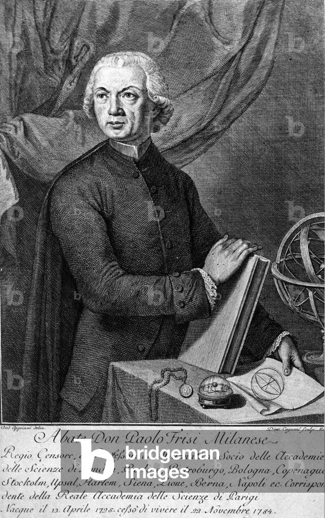Portrait of Paolo Frisi (1728-1784) Milanese mathematician and physicist - Engraving of the 18th century