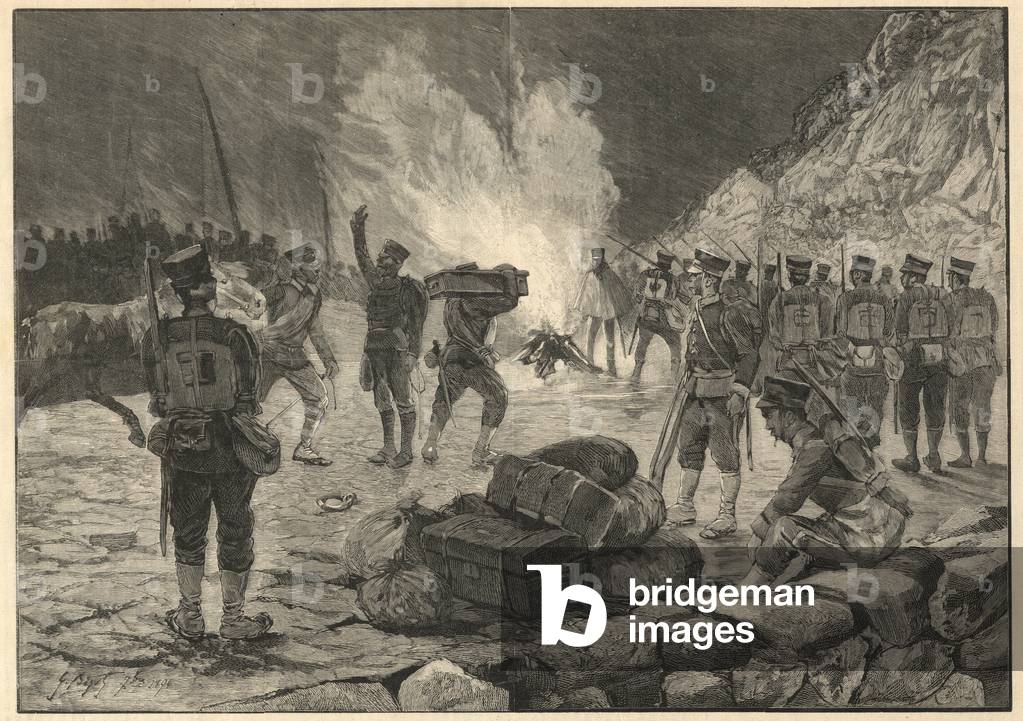 First Sino-Japanese War - Japanese Sino War, debarkment at Chemulpo (Inchon in Korea) in 1894 - Engraving of 1894