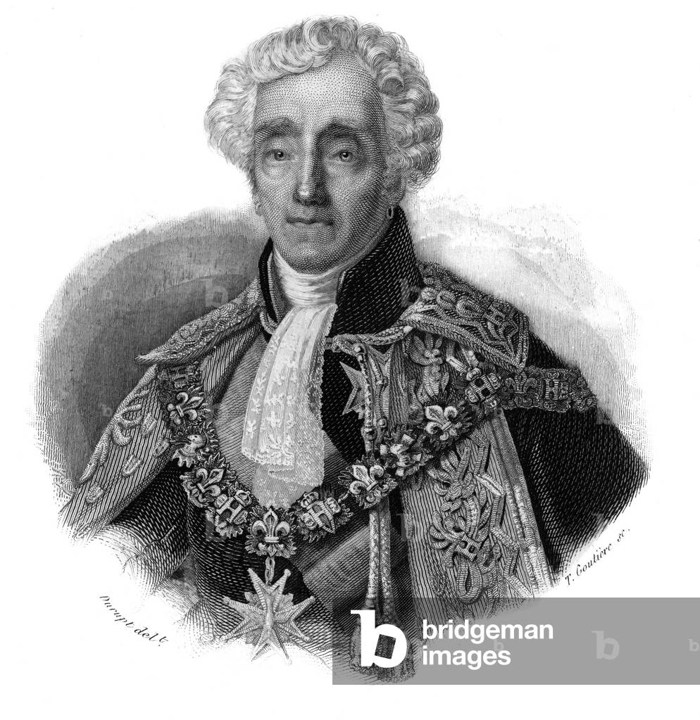 Portrait of Ambroise Polycarpe La Rochefoucauld Doudeauville (1765-1841), 1833 (engraving)