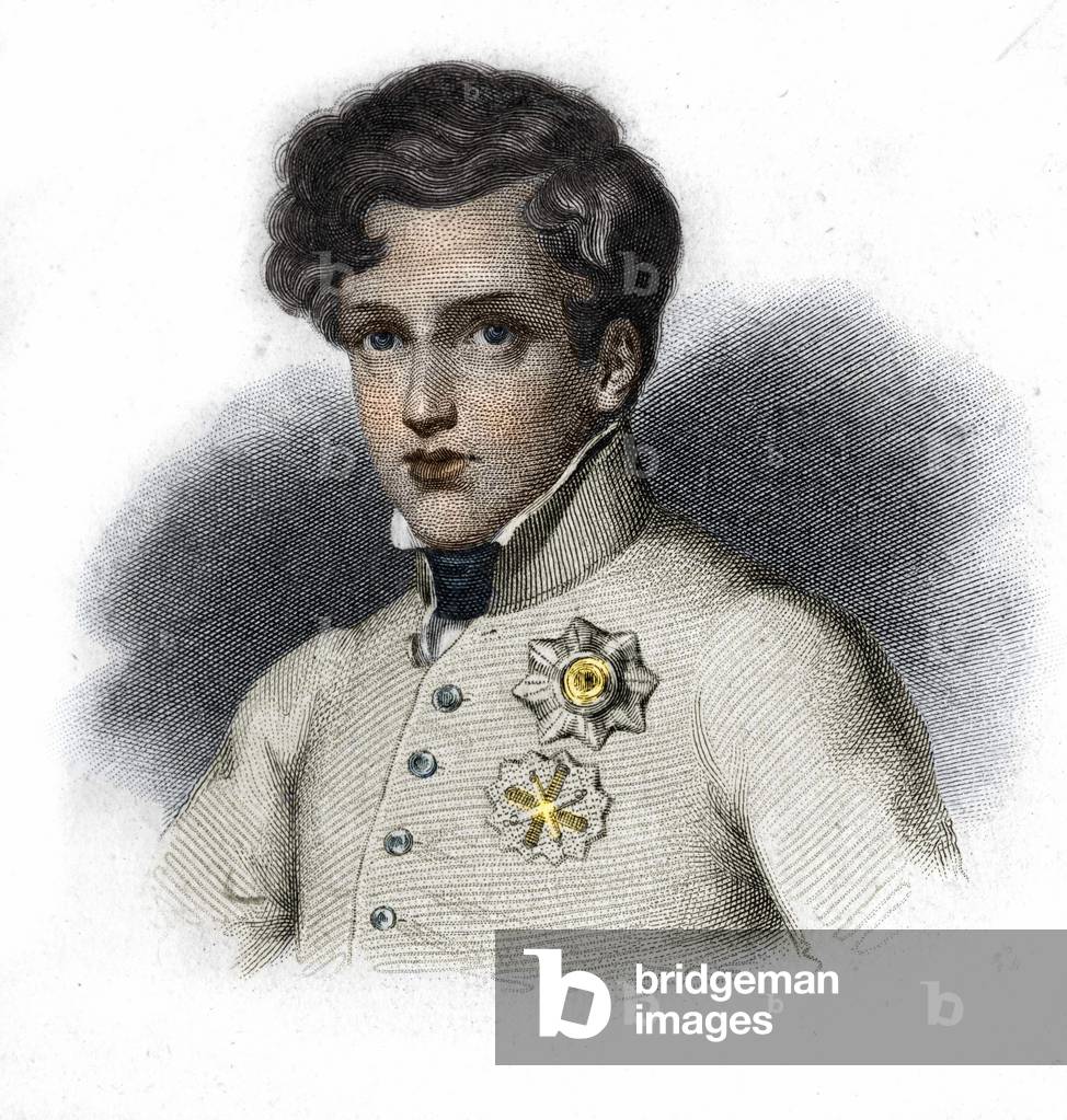 Portrait of Napoleon II, son of Napoleon I, Duke of Reichstadt (1811-1832), 19th century engraving.