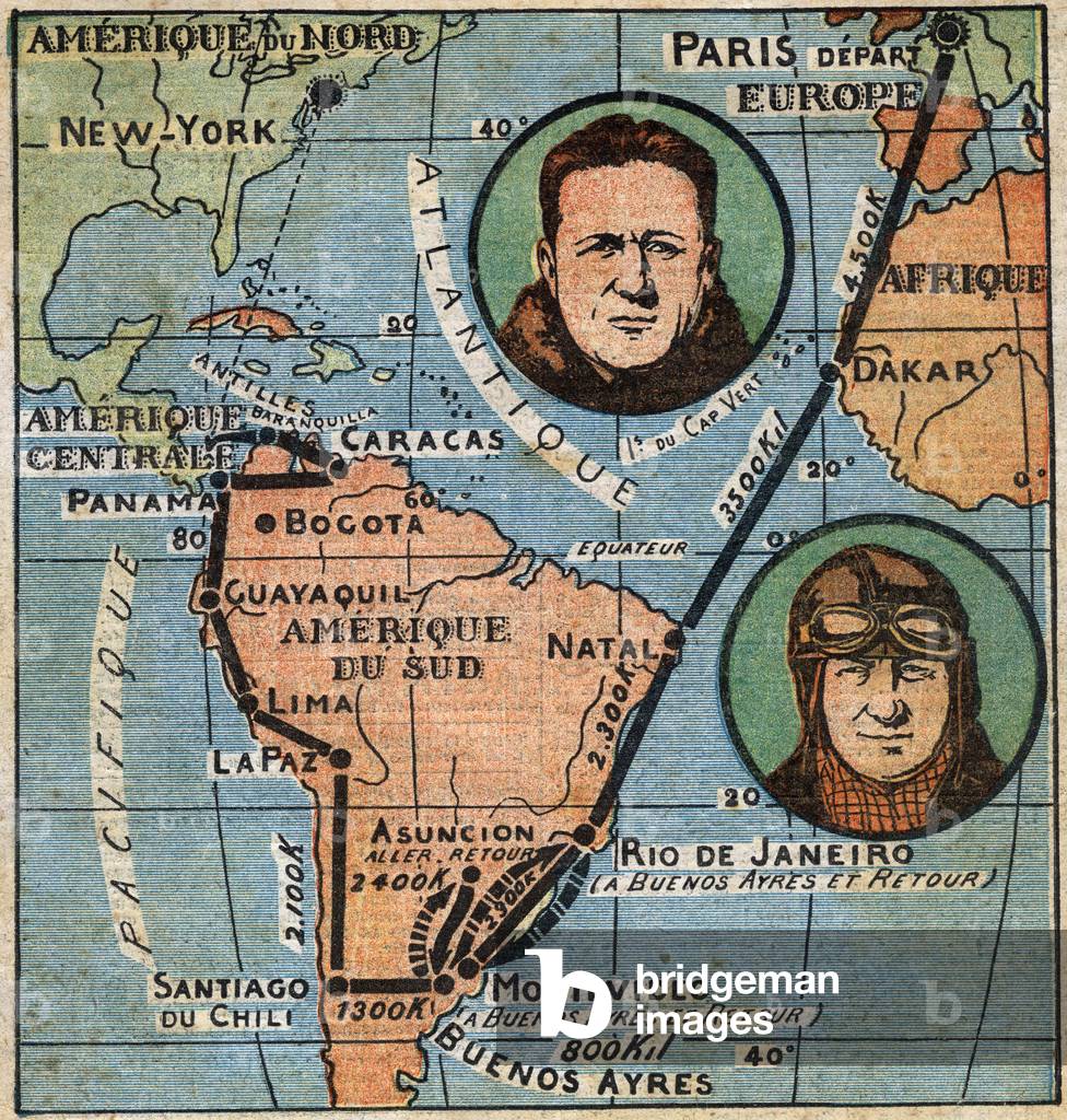 Crossing the Atlantic of aviators Dieudonne Costes and Joseph Le Brix, 1927-1928