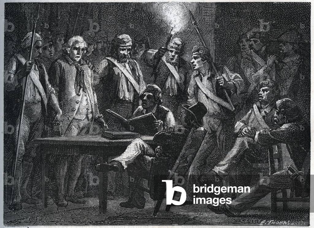 Le Tribunal Maillard Sous La Revolution (Stanislas Marie Maillard, 1763-1794) Engravure de 1866 in “Histoire de la Revolution francaise” by Adolphe Thiers. Private collection.