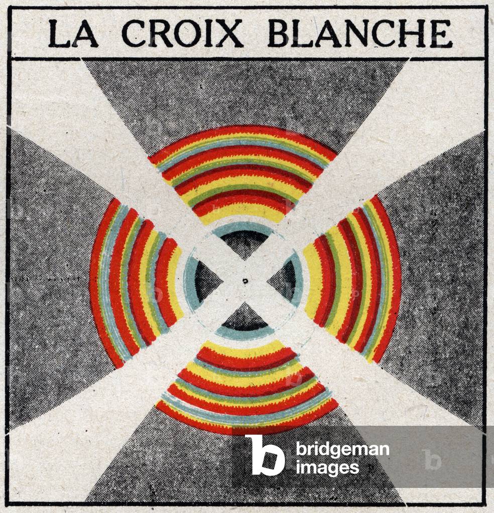 Double refraction: the white cross. Anonymous illustration of 1925 (print)