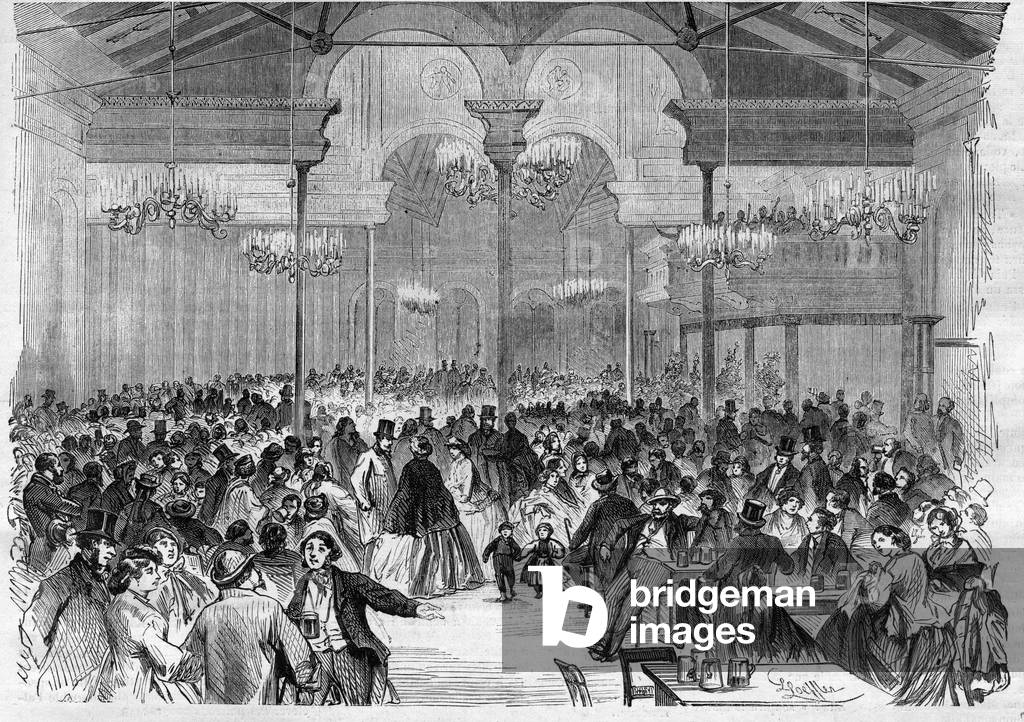 The breweries of Berlin: the brewery of Tivoli - Engraving In “” Le Journal Illustrie””, 1869 - Beer restaurant, the “” Tivoli””, in Berlin - Engraving from “” Le Journal Illustrie”””, 1869