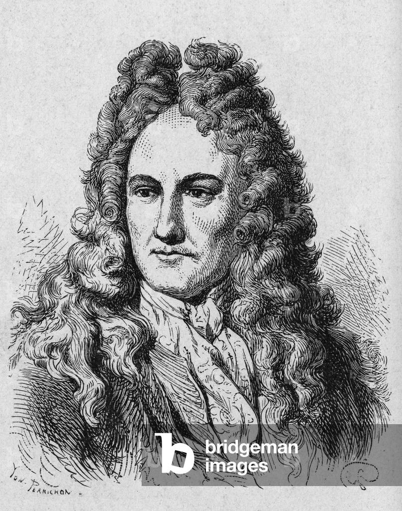 Portrait of Gottfried Wilhelm Leibniz, German philosopher and scholar .