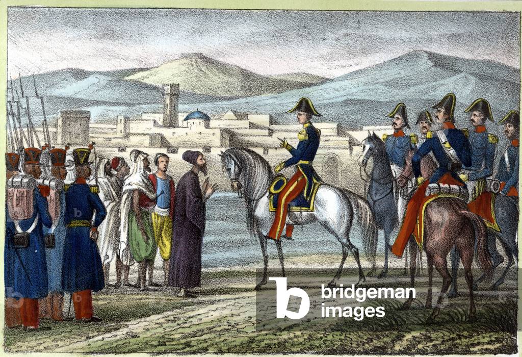 Louis Auguste, Count of Bourmont (Maréchal de Bourmont) (1773-1846) in Algeria in 1830. in” L'Algerie ancienne et moderne”” by Léon Galibert. Italian edition in 1846 color.