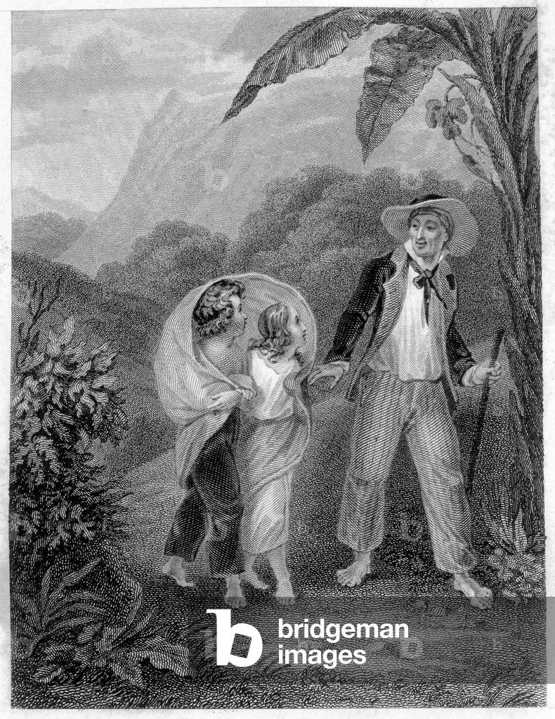 Illustration of “Paul and Virginia””. Roman by Henri Bernardin de Saint Pierre (Saint-Pierre or St-Pierre), French writer (1737-1814).