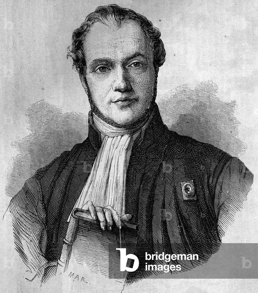 Portrait of Gustave Louis Chaix d'Est Ange (Chaix d'Est-Ange, 1800-1876), French lawyer and politician. Engraving in “” Le Monde Illustré”” n°41 of 23 January 1858.