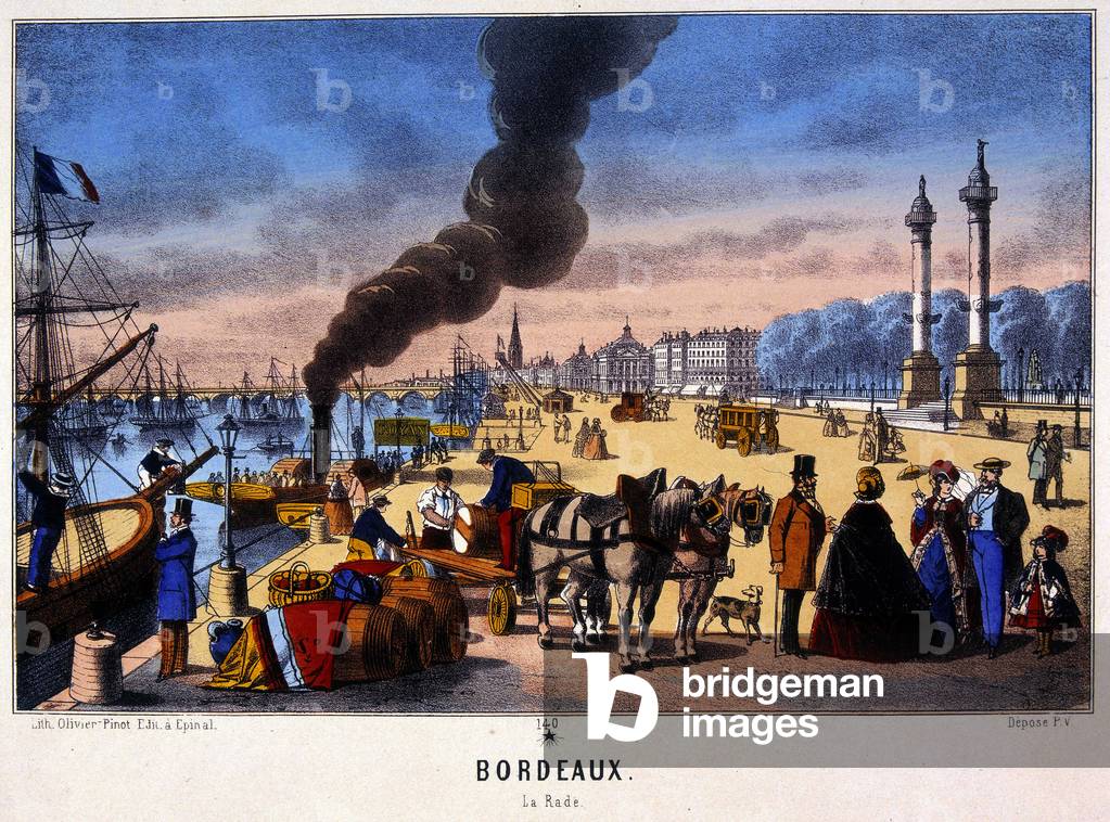 View of the Port of Bordeaux, 19th century (print)
