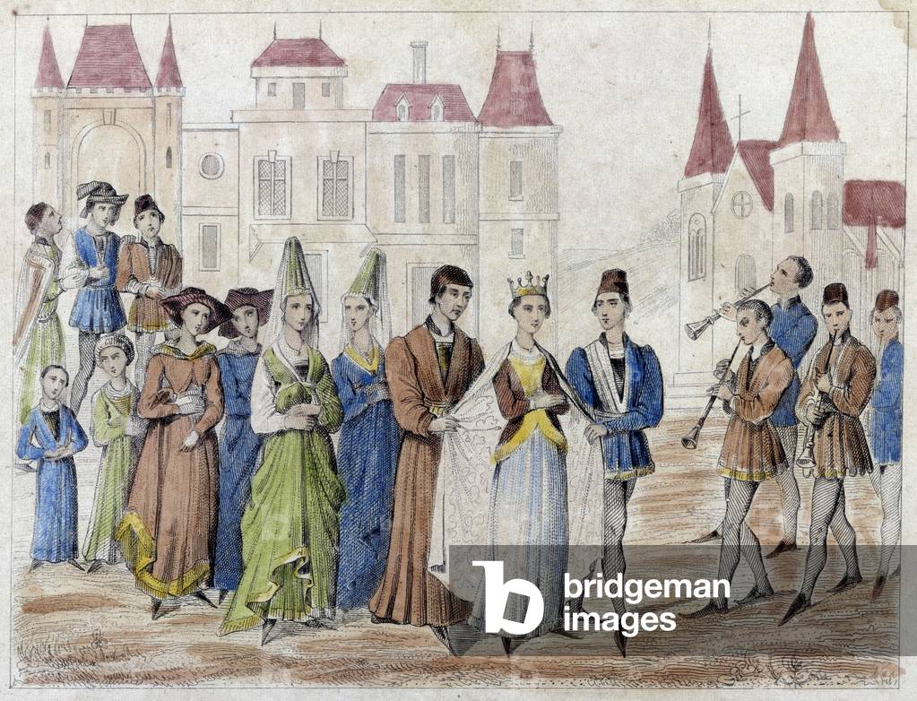 Village wedding under Charles V - Engraving 19th century.