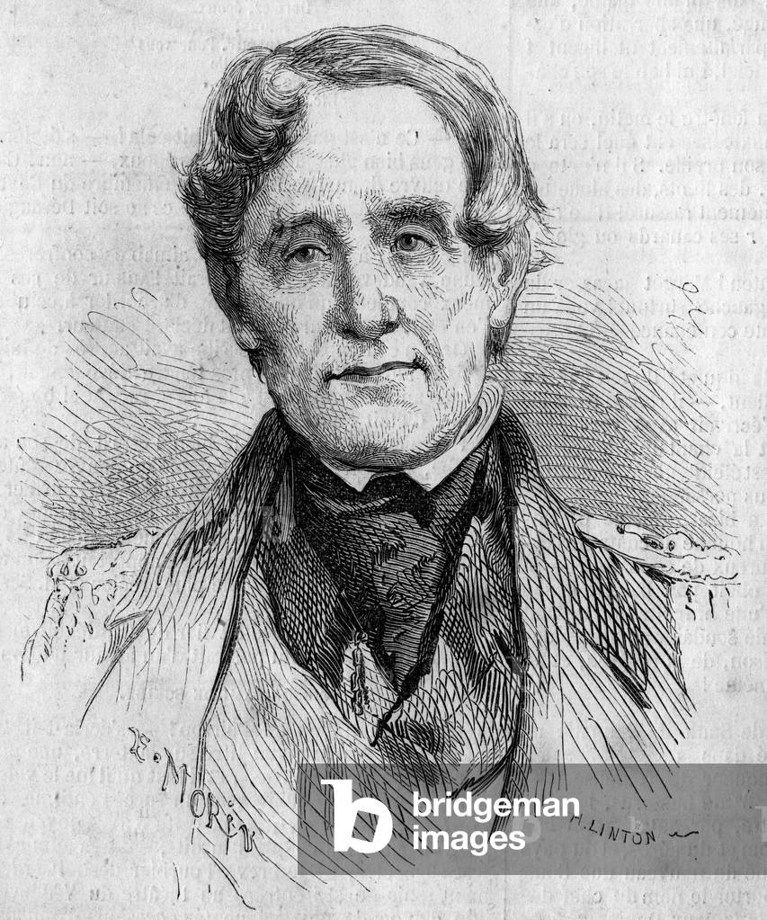 Portrait of Admiral Edmund Lyons (1790-1858), commander of the British Navy during the Crimee War (1853-1856). Engraving by Morin in “” Le Monde Illustré”” n°85 of 4 December 1858.