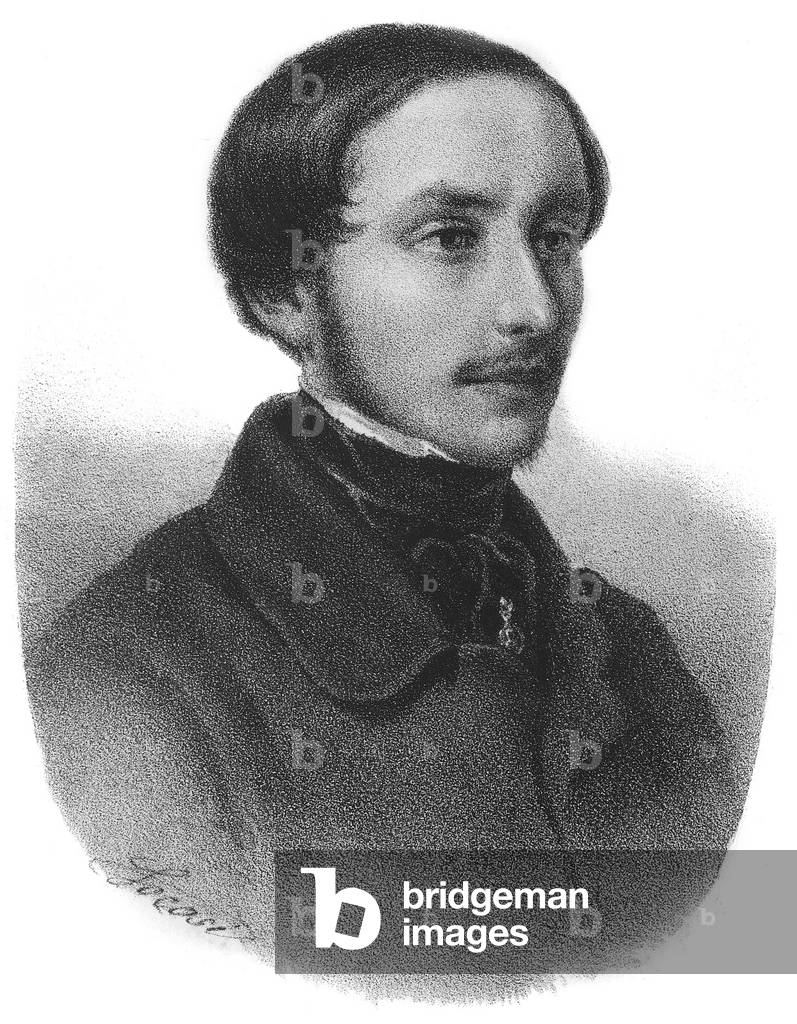 Portrait of Emilio Dandolo (1830 - 1859) figure in the Italian Risorgimento - engraving
