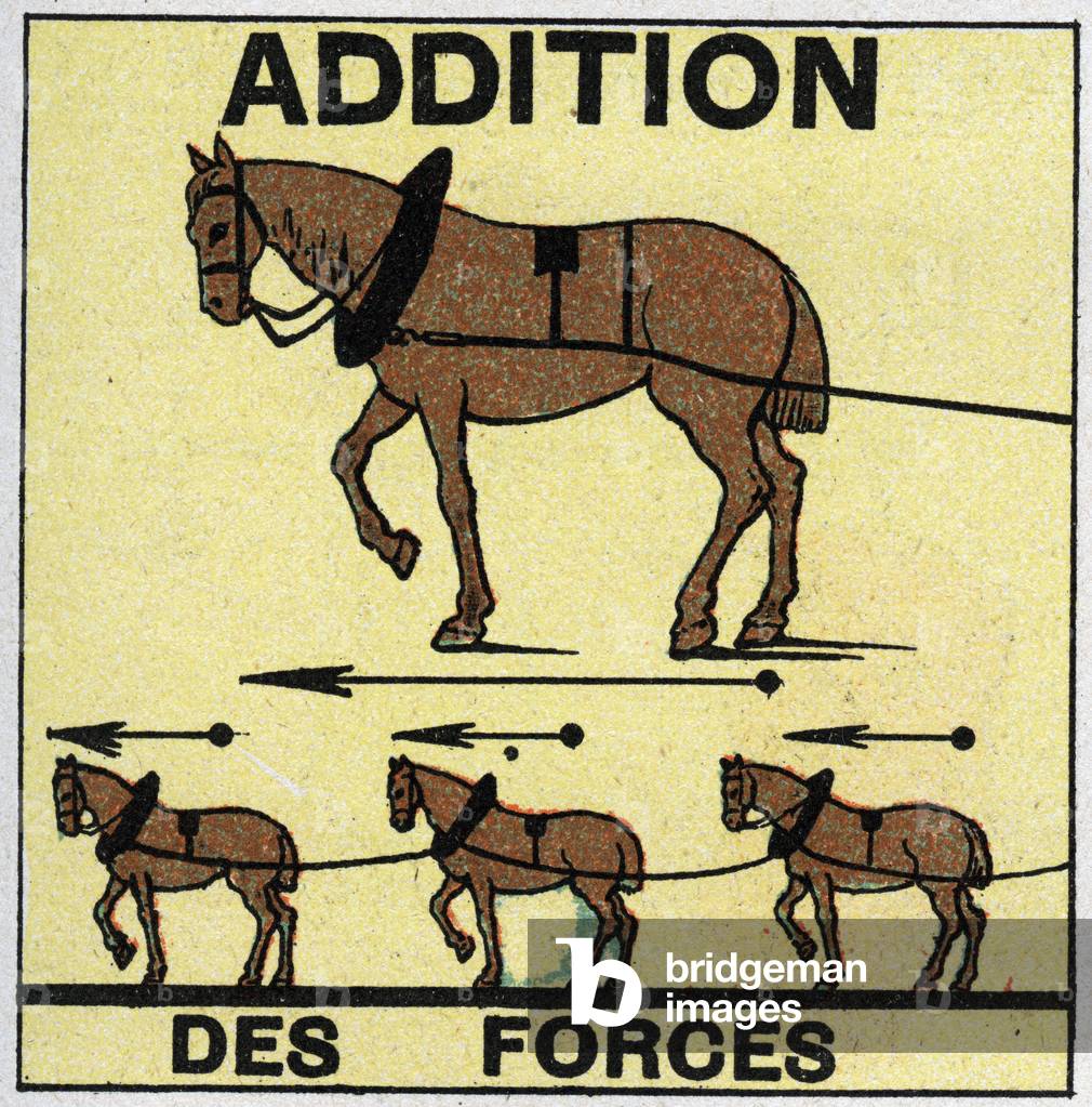 Forces: Addition of Forces. Anonymous illustration of 1925. Private collection.